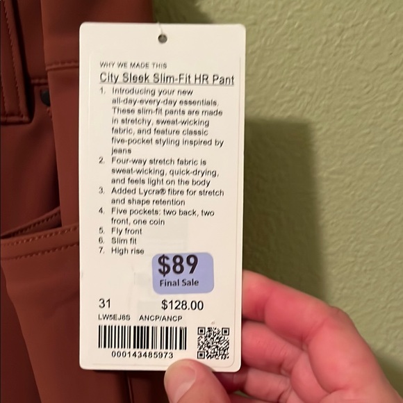 Lululemon City Sleek Slim-Fit HR Pant - size 31 - Picture 2 of 4